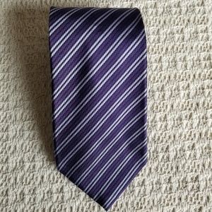 5/$20 XMI classic purple striped mens silk necktie